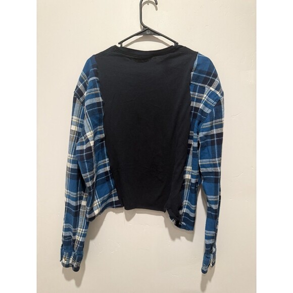 Upcycle Grunge Oversize Crop Halloween Nightmare on Elm Street Flannel Top M/L - Picture 2 of 4